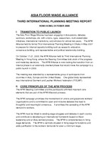Asia Floor Wage Alliance - Third International Planning Meeting Report 2008
