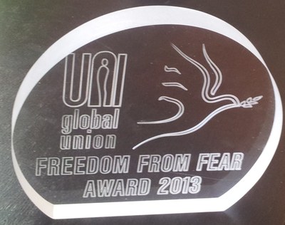 At the end of 2013, Clean Clothes Campaign had the honor of receiving the "Freedom From Fear" award from UNI Global Union