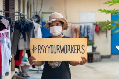 Cambodia worker calls on brands to #PayYourWorkers