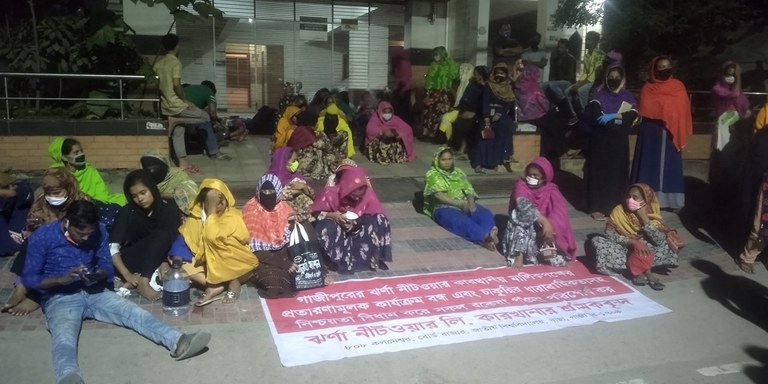 CCC organizations in Bangladesh report that workers from a factory in Gazipur are staging a sit-in protest in front of an owners' house in Uttara demanding their due wages. The factory management was supposed to pay workers that were recently laid off, but now refused to pay on the ground that buyers have cancelled orders and urged all workers to pray for the betterment of the industry in this time of corona.