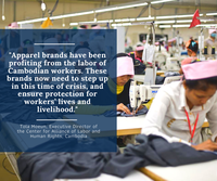 Brands must urgently take steps to minimise impact of the coronavirus on garment workers’ health and livelihoods