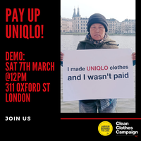 Campaigners call on Uniqlo to resolve wage theft case for International Women’s Day