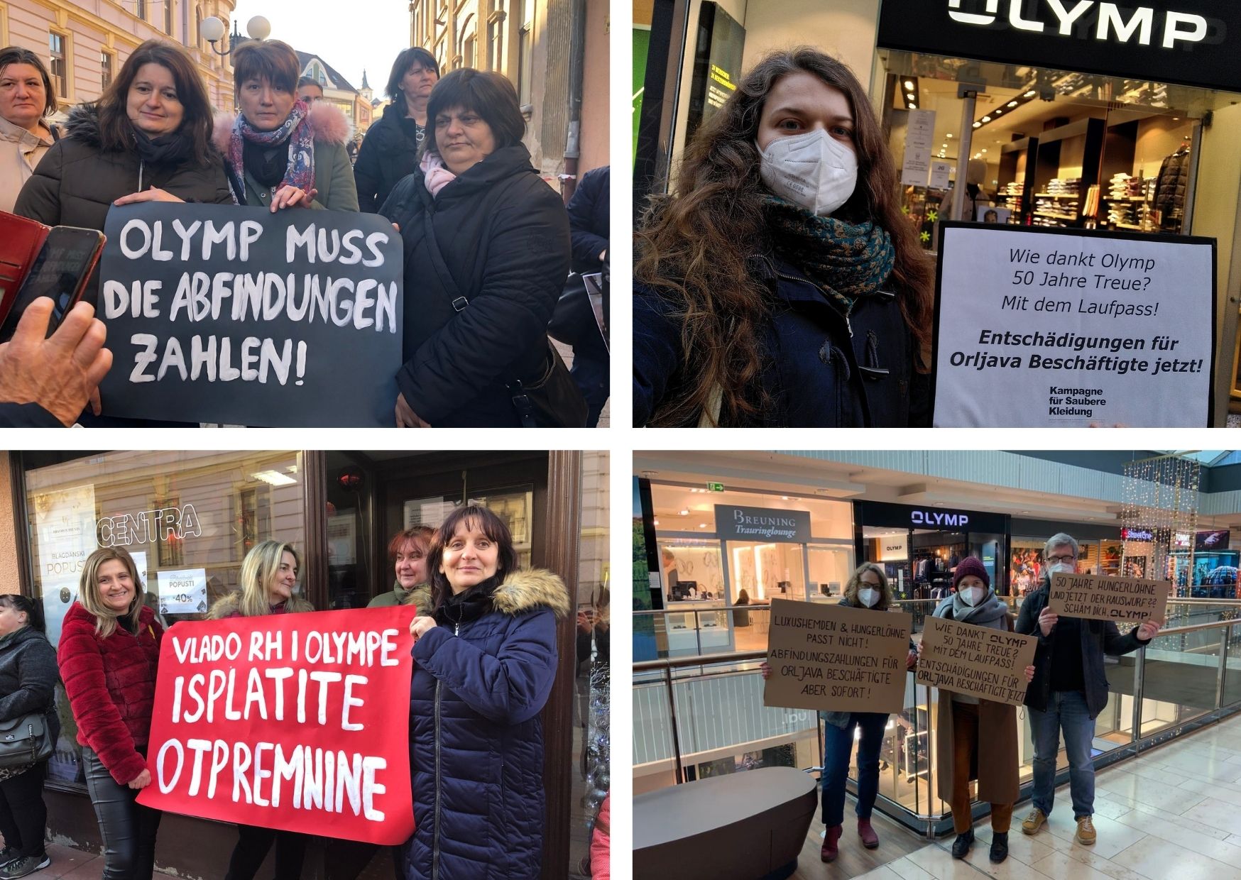 Actions in Croatia and Germany urging Olymp to stop wage theft at Orljava factory.