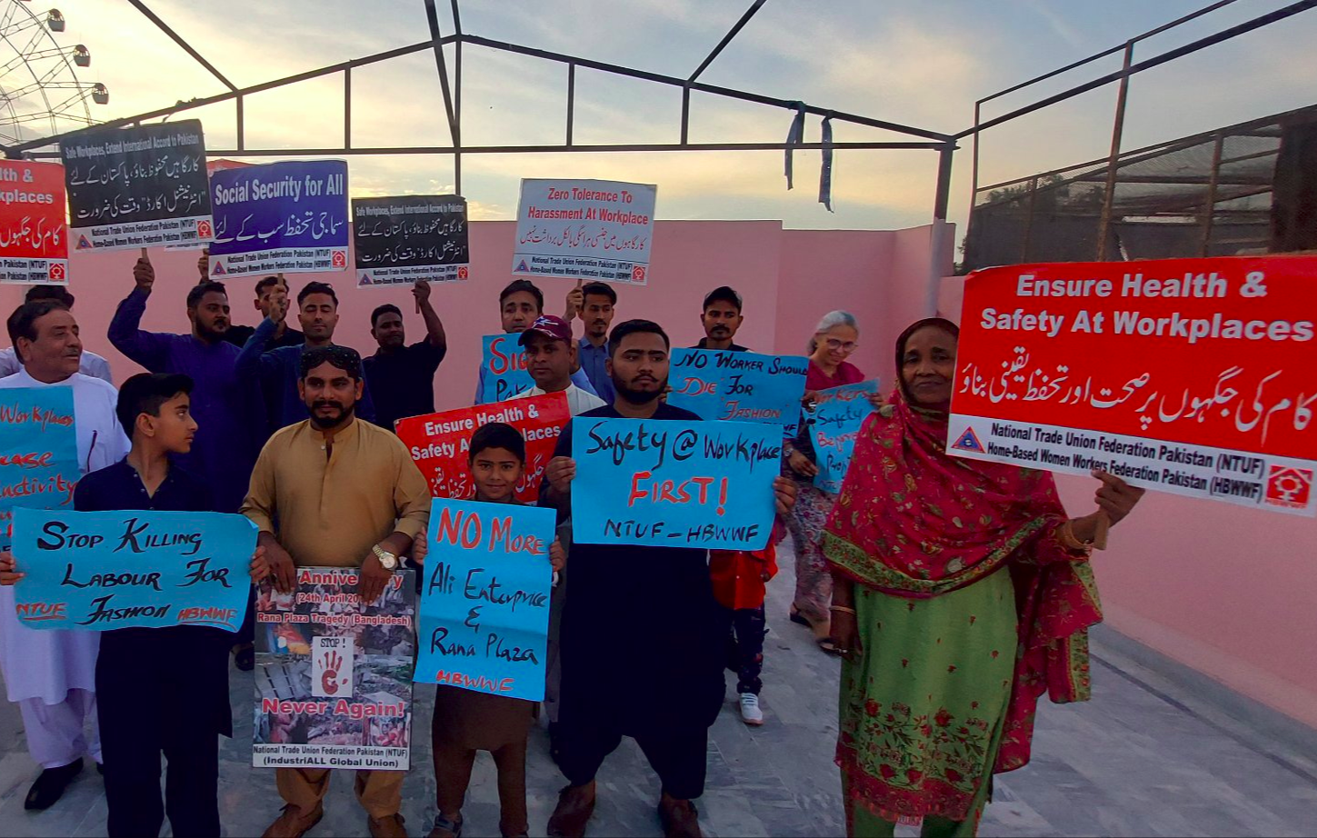 Protest on the ten year anniversary of the Rana Plaza collapse, Pakistan - HBWWF, NTUF